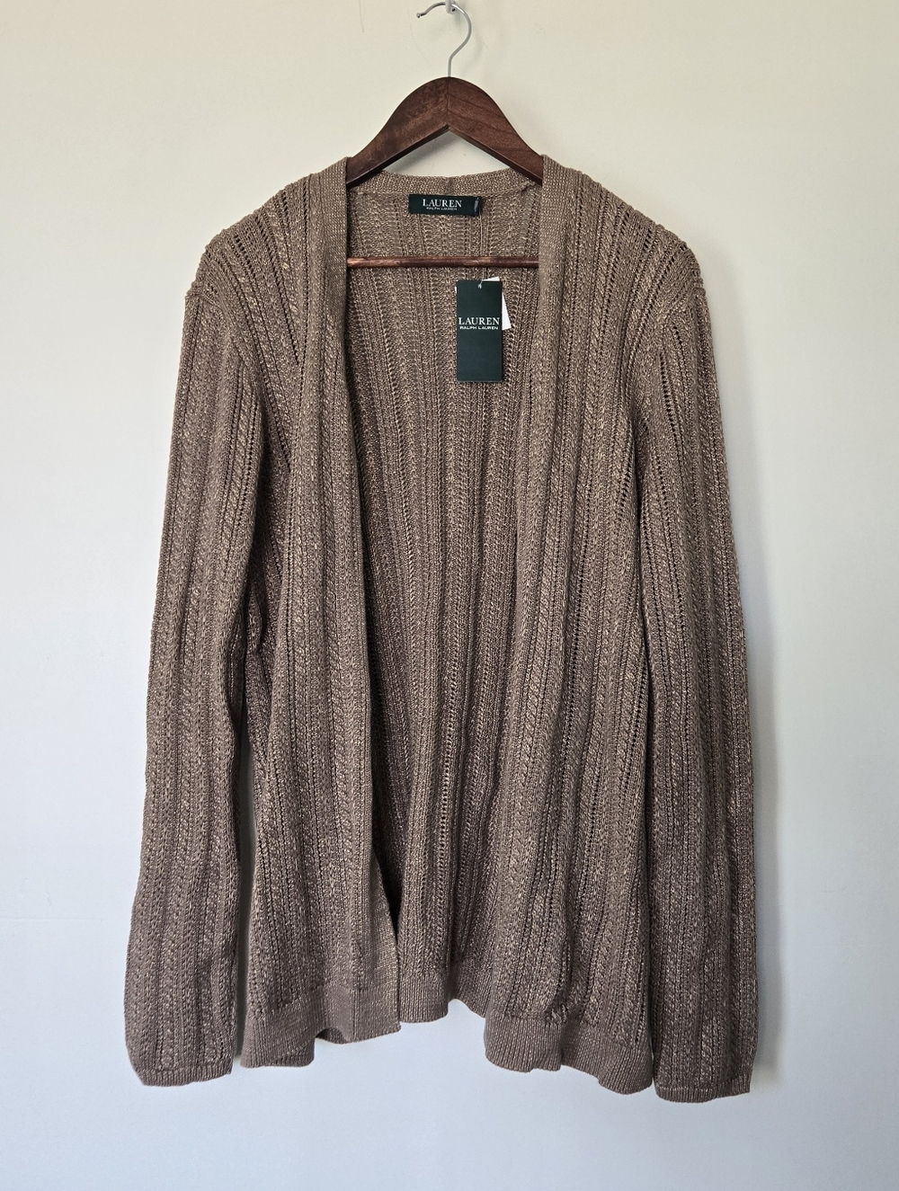 NWT Ralph Lauren Open Knit Cotton Cardigan XL